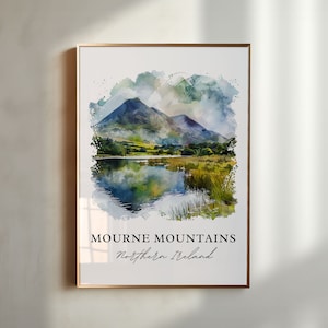 Mourne Mountains Wall Art, Mourne Mountains Print, Northern Ireland Watercolor, Mournes Gift, Travel Poster, Housewarming Gift