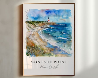 Montauk Point Art Print, Montauk Print, Long Island Wall Art, Montauk Beach Gift, Travel Print, Travel Gift, Housewarming Gift