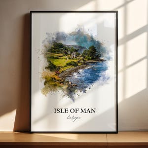 Isle of Man Wall Art, Irish Sea Print, Isle of Man Watercolor Art, Isle of Man Gift, Travel Print, Travel Poster, Housewarming Gift