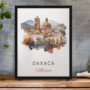 Oaxaca traditional travel art - Mexicio, Oaxaca poster, Wedding gift, Birthday present, Custom Text, Personalized Gift