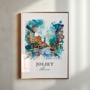 Joliet Illinois Wall Art, Joliet Print, Joliet Watercolor Art, Will County IL Gift, Travel Poster, Housewarming Gift