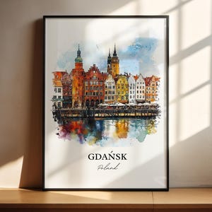 Gdansk Wall Art, Gdansk Print, Poland Watercolor Art, Gdansk Gift, Travel Print, Travel Poster, Housewarming Gift