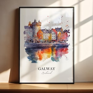 Galway Wall Art, Galway Ireland Print, Ireland Watercolor Art, Galway Ireland Gift, Travel Print, Travel Poster, Housewarming Gift