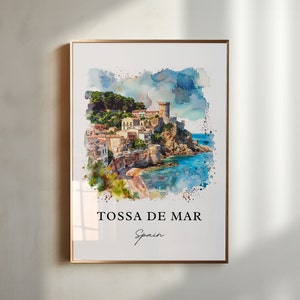 Arte Tossa de Mar, Impressão Tossa de Mar, Aquarela Catalunha Espanha, Presente Tossa de Mar Espanha, Pôster de Viagem, Presente de Boas-vindas