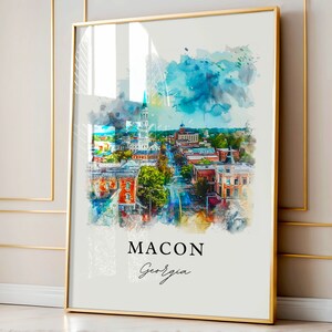 Sztuka Macon w Georgii, Druk Macon GA, Sztuka akwarelowa Macon, Prezent z Macon w Georgii, Plakat podróżniczy, Prezent na parapetówkę zdjęcie 5