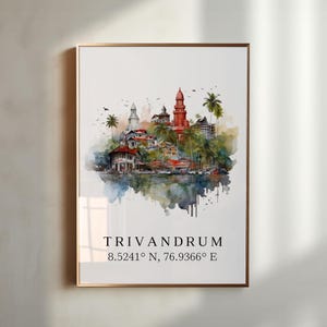 Trivandrum India kunst aan de muur - India, Trivandrum poster, Trivandrum huwelijkscadeau, verjaardagscadeau, aangepaste tekst, gepersonaliseerde tekst