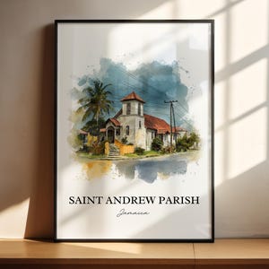 Saint Andrew Parish Wall Art, Jamaica Print, Jamaica Watercolor Art, Jamaica Gift, Jamaica Travel Print, Travel Poster, Housewarming Gift