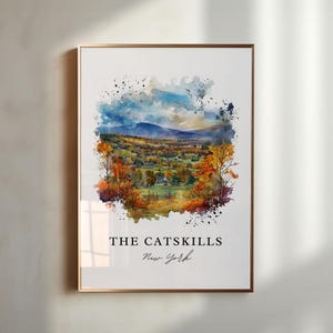 Catskills NY Wall Art, Catskills Print, Catskills Watercolor Art, Hunter Mountain NY Gift, Travel Poster, Housewarming Gift
