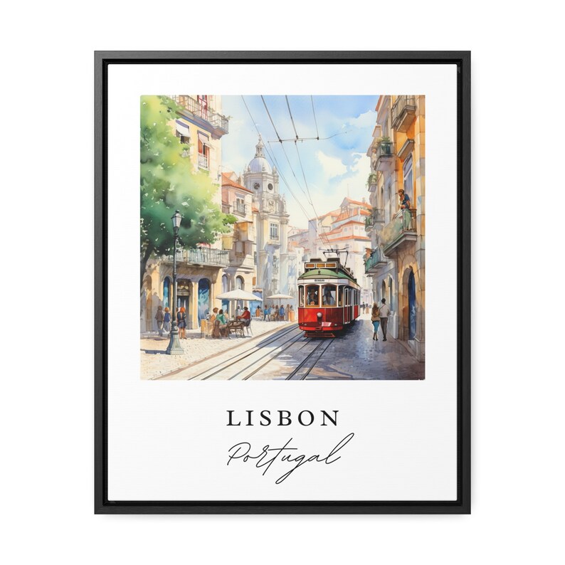 Stampa del tram di Lisbona - Poster di viaggio del Portogallo, arte personalizzata della città immagine 6