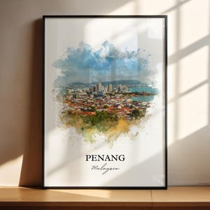 Penang Wall Art, Penang Malaysia Print, Malaysia Watercolor Art, Penang Malaysia Gift, Travel Print, Travel Poster, Housewarming Gift