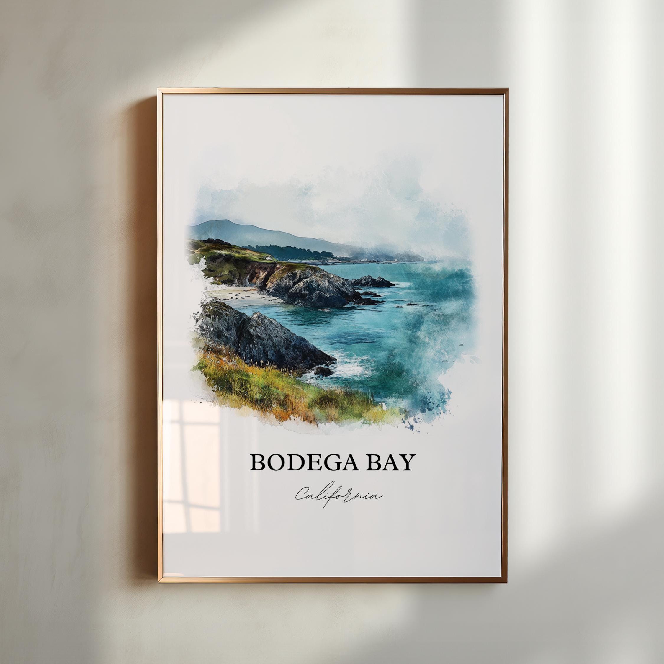 Bodega Bay Wall Art, Sonoma County Print, Bodega Bay Watercolor Art, Bodega Bay Gift, Travel Print, Travel Poster, Housewarming Gift
