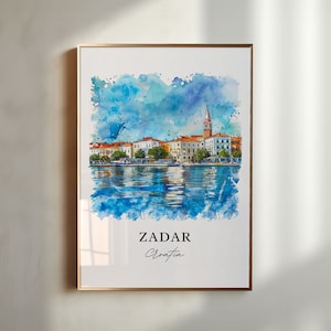 Zadar Wall Art, Zadar Croatia Print, Zadar Watercolor, Zadar Croatia Gift, Travel Poster, Housewarming Gift