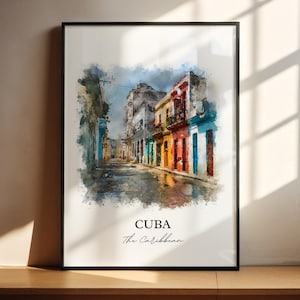 Cuba Wall Art, Cuba Print, Cuba Watercolor Art, Cuba Country Gift, Travel Print, Travel Poster, Housewarming Gift
