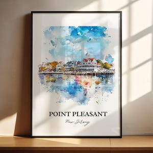 Point Pleasant Wall Art, Pt Pleasant Inlet Print, Jersey Shore Watercolor Art, NJ Beach Gift, Travel Print, Travel Poster, Housewarming Gift