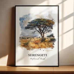 Serengeti National Park Art, Tanzania Print, Tanzania Watercolor, Serengeti National Park, Travel Print, Travel Poster, Housewarming Gift