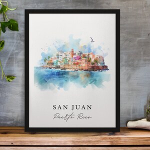San Juan Puerto Rico Art Print – Colorful Cityscape Travel Poster image 5
