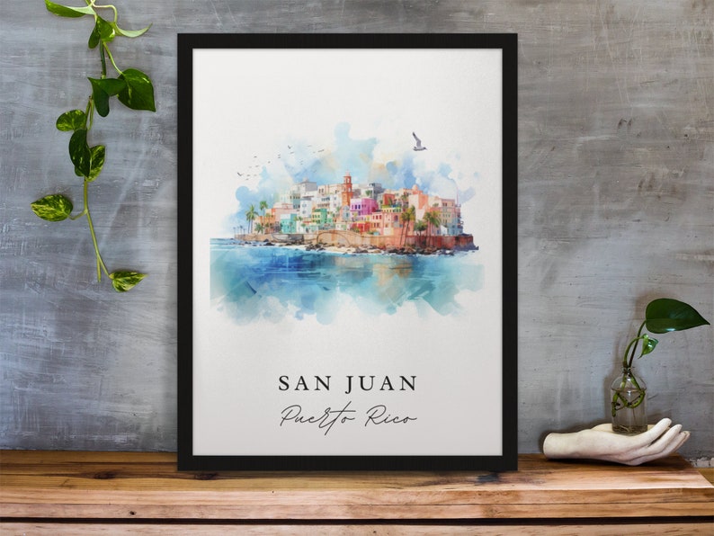 San Juan Puerto Rico Art Print – Colorful Cityscape Travel Poster image 5