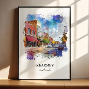 Kearney Nebraska Wall Art, Buffalo County NE Print, Nebraska Watercolor Art, Kearney Gift, Travel Print, Travel Poster, Housewarming Gift