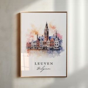 Leuven Belgia sztuka ścienna - Belgia, plakat Leuven, Leuven Belgia prezent ślubny, prezent urodzinowy, spersonalizowany tekst, idealny prezent