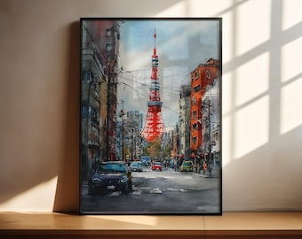 Tokyo Watercolor Art Tokyo Japan Travel Print Japan Artwork Tokyo City Decor Tokyo Wall Art