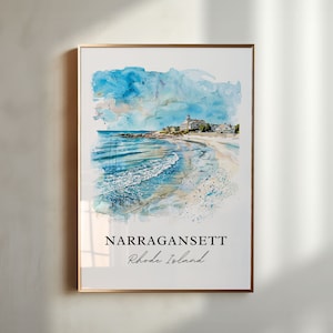 Narragansett RI Wandkunst, Narragansett RI Druck, Rhode Island Aquarell, Narragansett RI Geschenk, Reiseplakat, Housewarminggeschenk