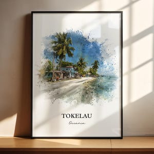Tokelau Wall Art, Tokelau Print, Tokelau Island Watercolor Art, Atafu Gift, Travel Print, Travel Poster, Housewarming Gift