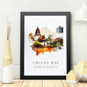 Chiang Mai Thailand Art Print – Travel Poster, Custom City image 1
