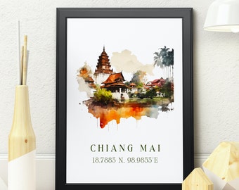 Chiang Mai Thailand Art Print – Travel Poster, Custom City