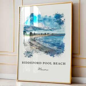 Biddeford Pool Beach Art, Biddeford Beach ME print, Saco Bay aquarel, Kennebunkport cadeau, reisposter, housewarmingcadeau afbeelding 10
