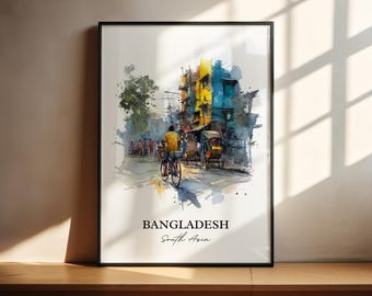 Bangladesh Wall Art, Bangladesh Print, Bangladesh Watercolor Art, Bangladesh Gift, Travel Print, Travel Poster, Housewarming Gift