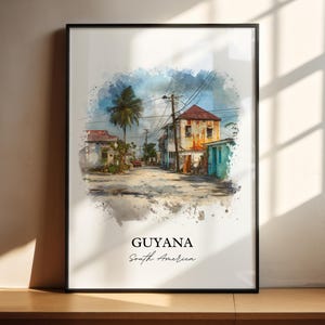 Guyana Wall Art, Guyana Print, Guyana Watercolor Art, Guyana Gift, Travel Print, Travel Poster, Housewarming Gift