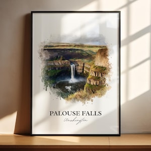Arte mural de Palouse Falls, impresión de Palouse, obra de arte del estado de Washington, regalo de Palouse Falls, impresión de viaje, póster de viaje, regalo de inauguración de la casa