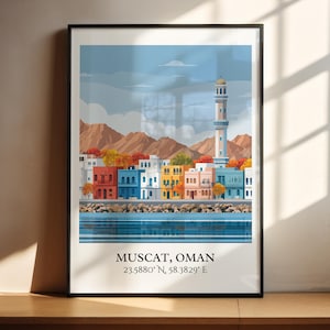 Muscat Wall Art, Muscat Oman Print, Oman Watercolor, Oman Travel Gift, Travel Print, Travel Poster, Housewarming Gift
