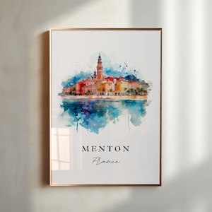 Menton France wall art - France, Menton poster print, Menton FR gift, Birthday present, Custom Text, Perfect Gift