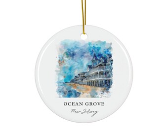 Adorno de Ocean Grove, Nueva Jersey: recuerdo único de Ocean Grove, decoración navideña de Jersey Shore y auténtico regalo de Jersey Shore