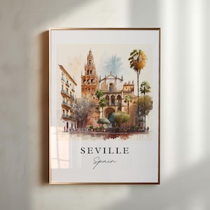 Seville Spain wall art - Spain, Spain poster, Seville Espana Wedding gift, Birthday present, Custom Text, Personalized Gift