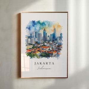 Jakarta wall art - Indonesia, Jakarta print, Jakarta Wedding gift, Birthday present, Custom Text, Perfect Gift