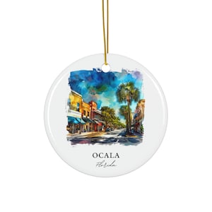 Enfeite de Ocala, Flórida: lembrança única de Ocala, decoração de Natal de Ocala, Flórida, e presente de Natal autêntico de Ocala, Flórida