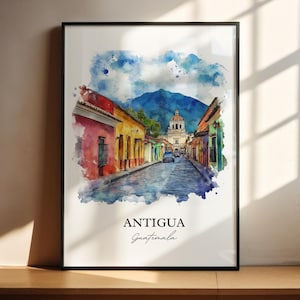 Antigua Guatemala Wall Art, La Antigua Print, Guatemala Watercolor, Antigua Guatemala Gift, Travel Print, Travel Poster, Housewarming Gift