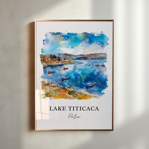 Lake Titicaca Wall Art, Lake Titicaca Peru Print, Lake Titicaca Watercolor, Titicaca Gift, Travel Poster, Housewarming Gift