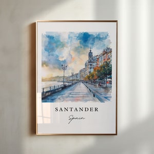 Santander Spanien Wandkunst - Spanien, Santander Druck, Santander Espana Hochzeitsgeschenk, Geburtstagsgeschenk, Benutzerdefinierter Text, Perfektes Geschenk