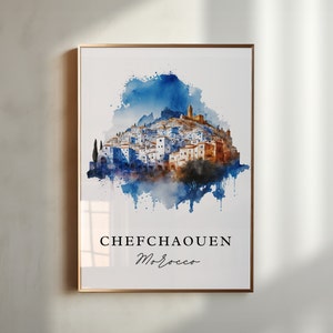 Chefchaouen Morocco wall art - Morocco, Chefchaouen poster, Chefchaouen Wedding gift, Birthday present, Custom Text, Personalized Gift