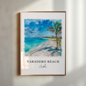 Varadero Beach Wall Art, Varadero Cuba Print, Varadero Watercolor Art, Cuba Beach Gift, Travel Poster, Housewarming Gift