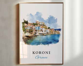 Koroni Greece Art Print – Messenia Travel Poster, Custom Text