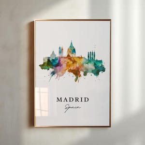 Madrid Spain wall art - Spain, Madird poster, Madrid Wedding gift, Madrid Skyline Espana present, Custom Text, Personalized Gift