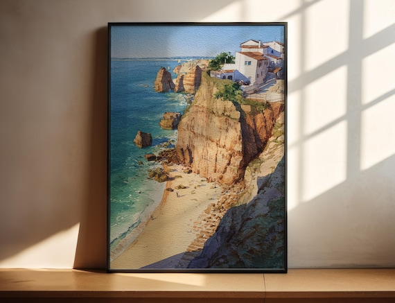 Algarve Portugal Watercolor Art Algarve Travel Print Algarve Portugal Artwork Portugal Decor Algarve Region Wall Art