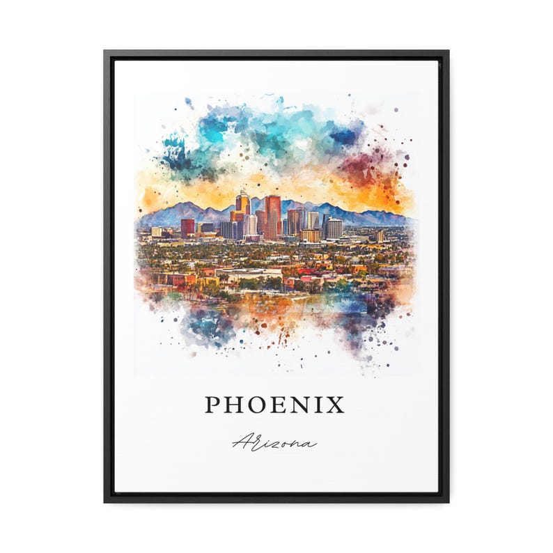 Phoenix AZ kunst aan de muur, Phoenix Arizona print, Phoenix aquarel kunst, Phoenix AZ cadeau, Arizona reisposter, housewarming cadeau afbeelding 6