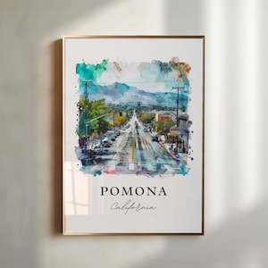 Pomona California Wall Art, Pomona Print, Pomona Watercolor Art, Pomona Valley CA Gift, Travel Poster, Housewarming Gift