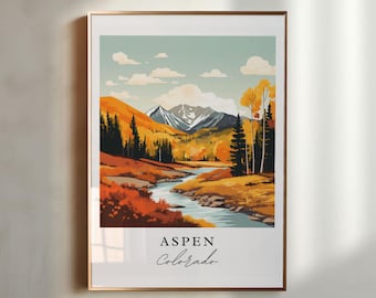 Aspen Colorado Art Print – Autumn Landscape Travel Poster