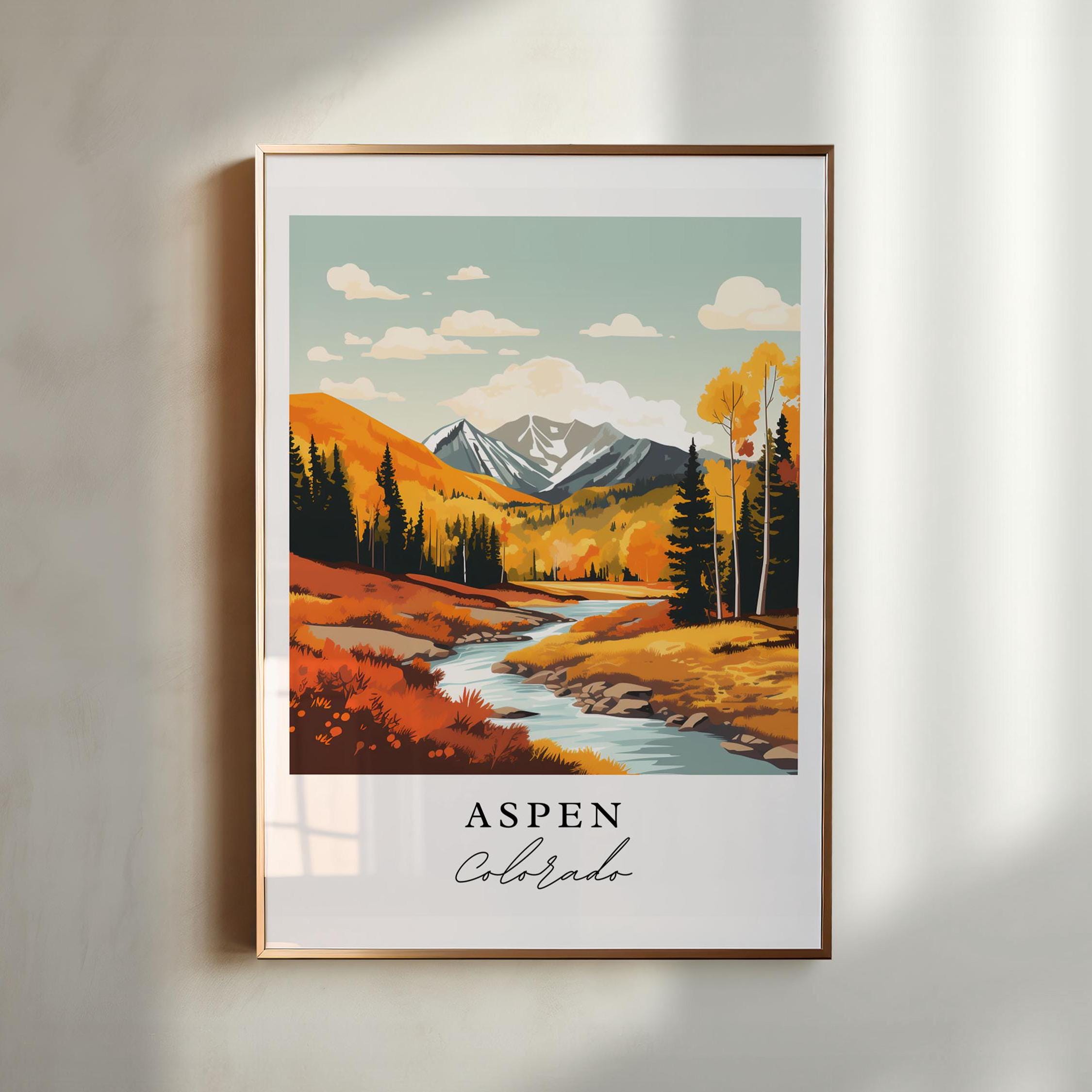 Aspen Colorado Art Print – Autumn Landscape Travel Poster - Etsy